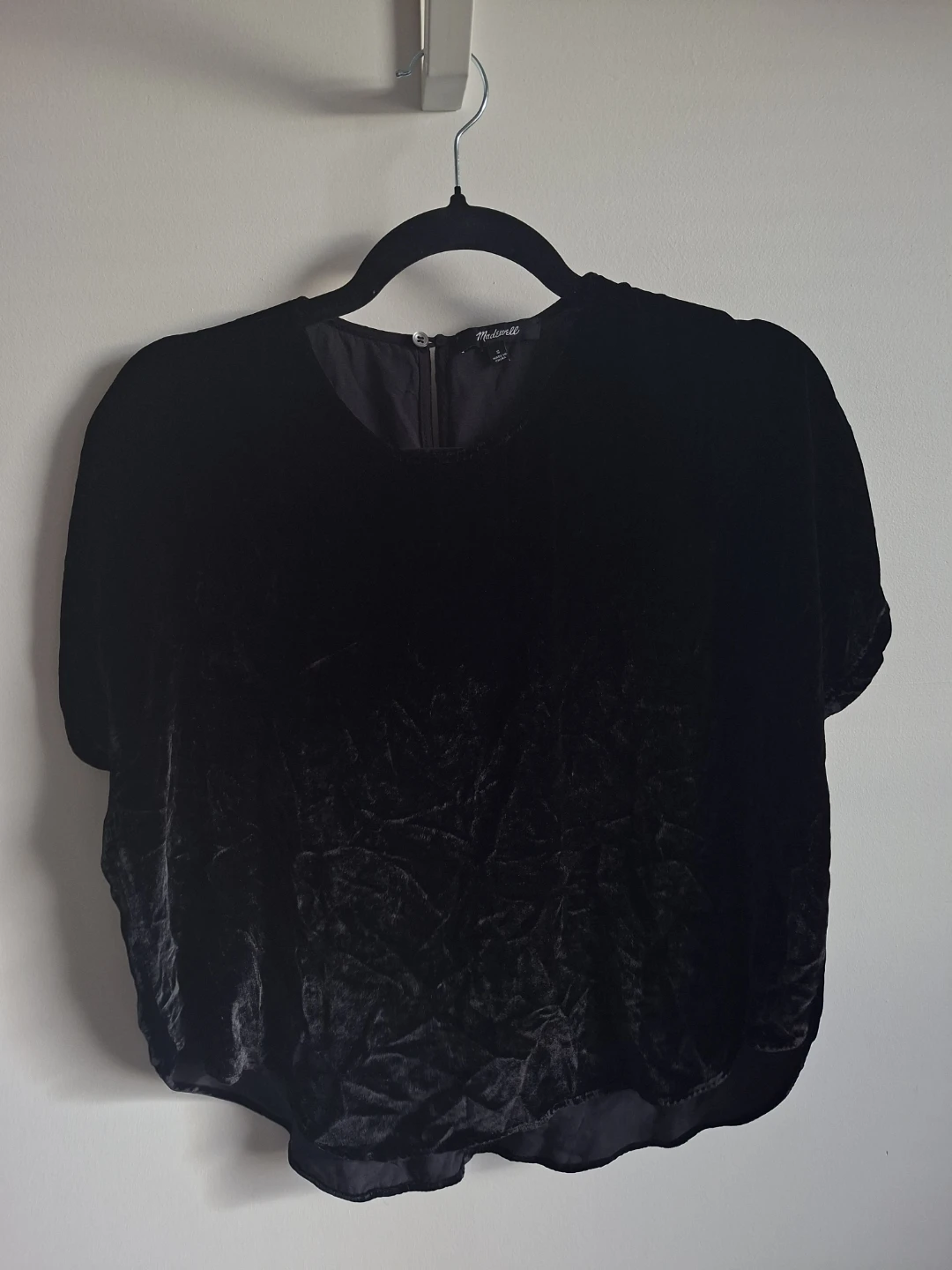 Madewell Black Velvet Top with Tulip Hem (S) - photo 4