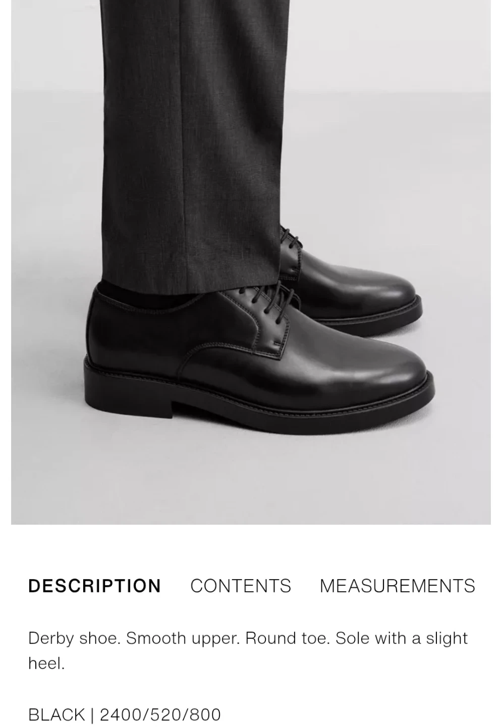 Zara Man Derby Dress Shoe - Black Size 47