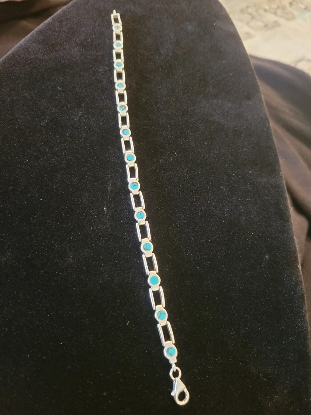 Brand new   Silver  9.25 Turquoise Link Bracelet