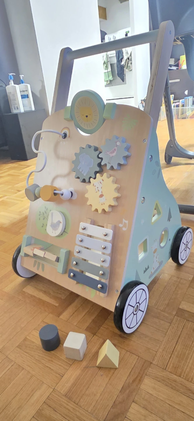 Wooden Baby Push Walker and Toddler Pull Learning Activity Toy - photo 2