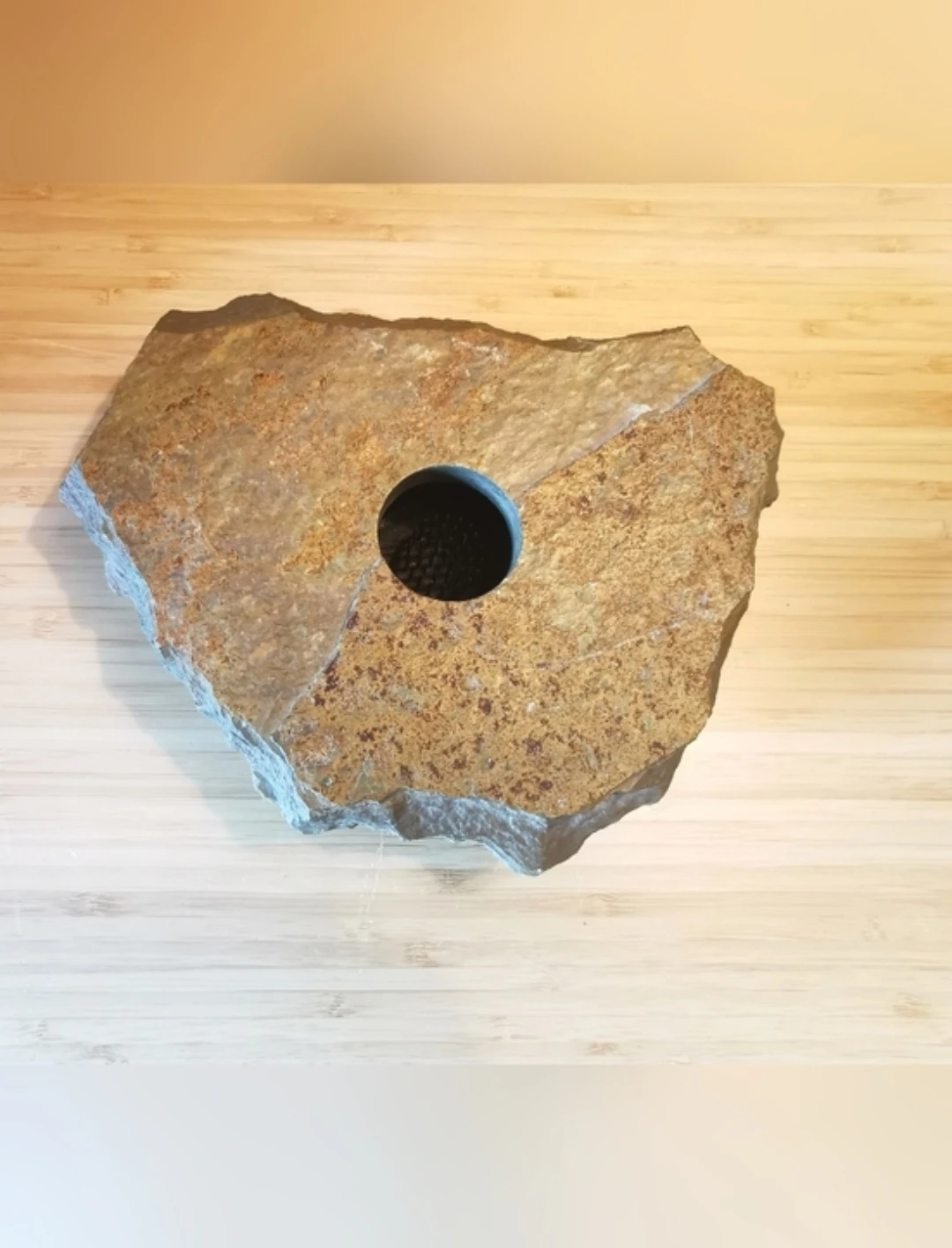 Natural Rock Ikebana Vase w/ Flower Frog – Pacific Rain Vase - photo 2