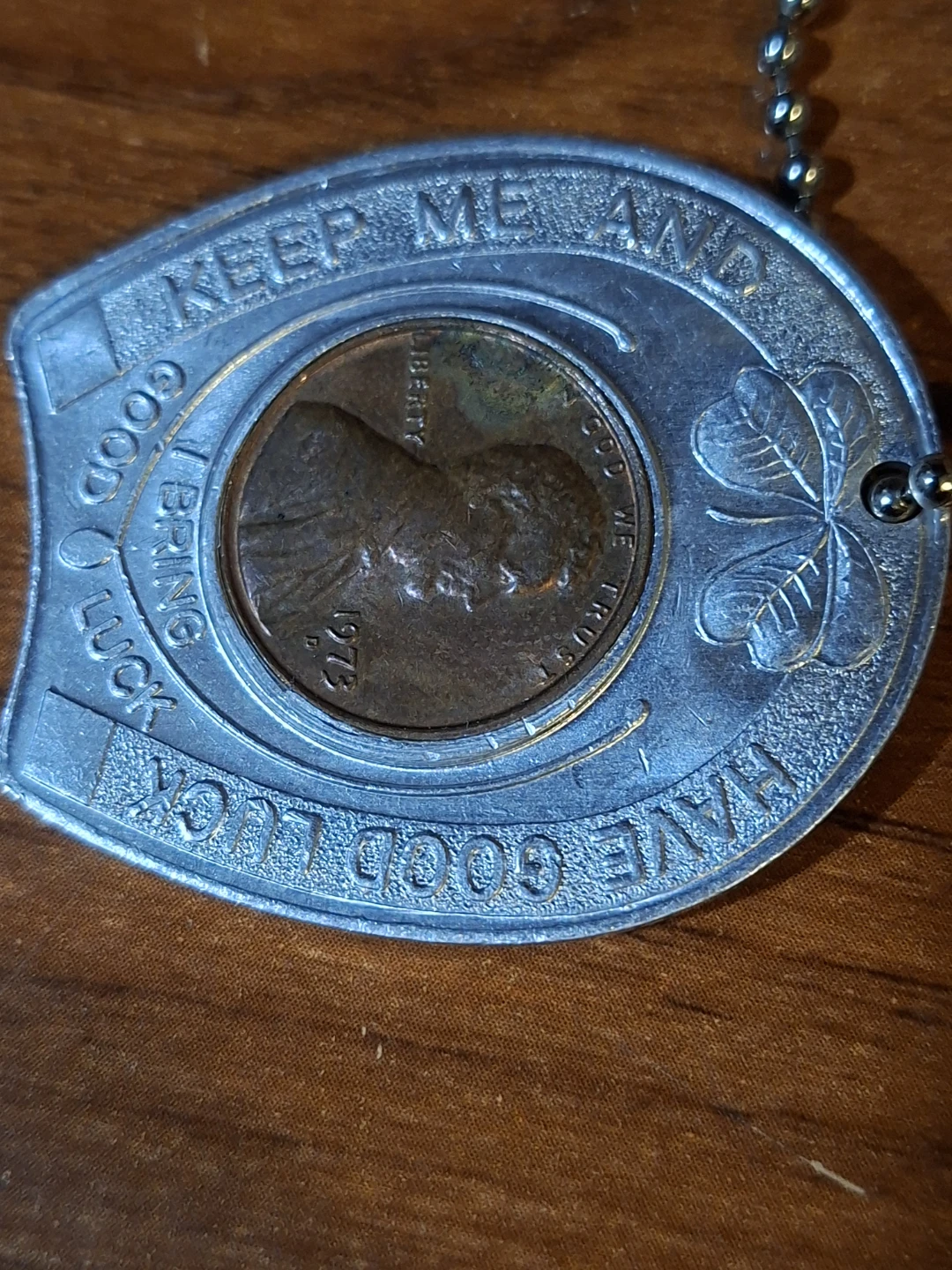 Vintage Good Luck Horseshoe Keychain with 1973 Penny - photo 4