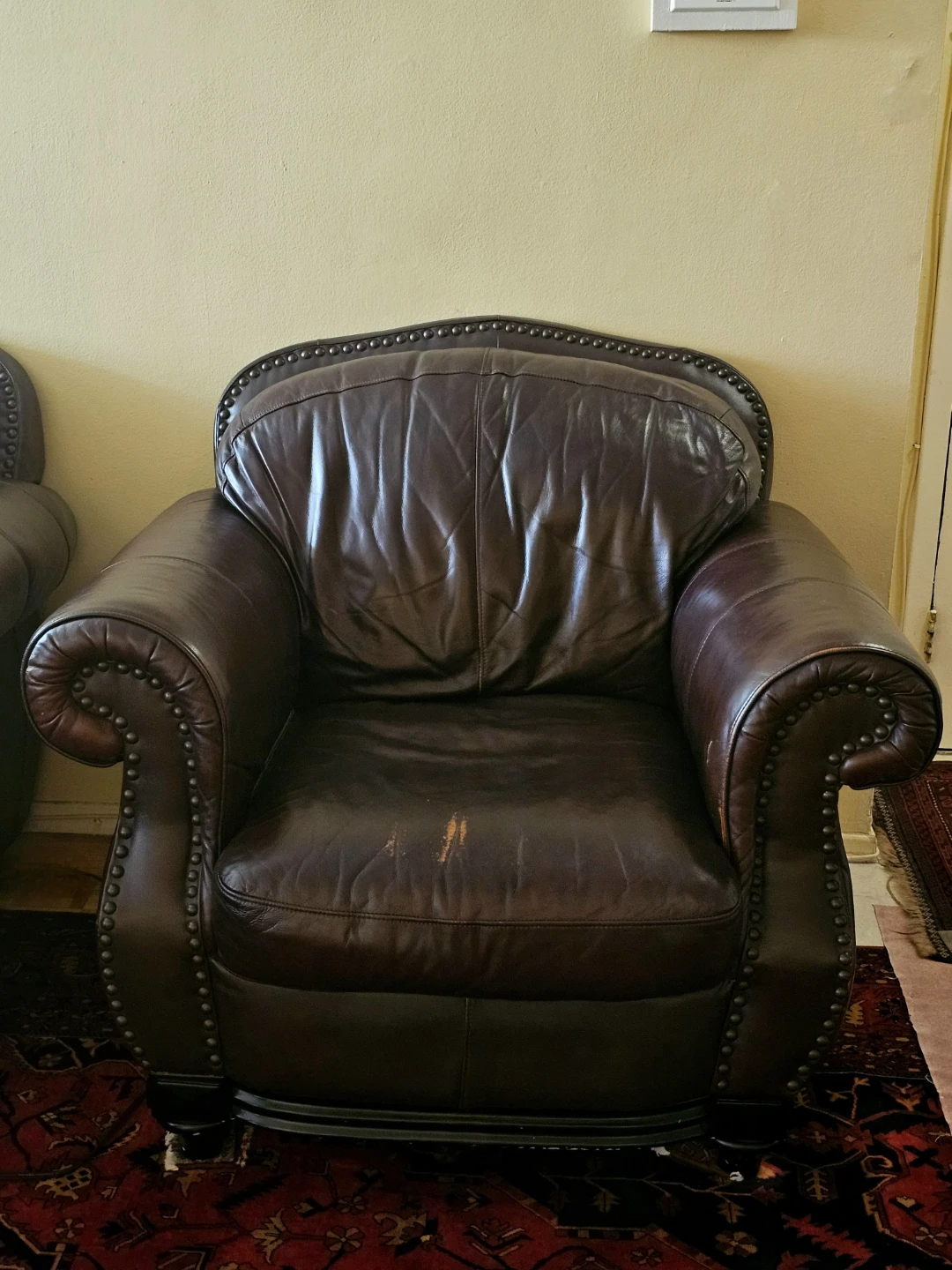 MOVING SALE Genuine Leather Dark Brown Chair