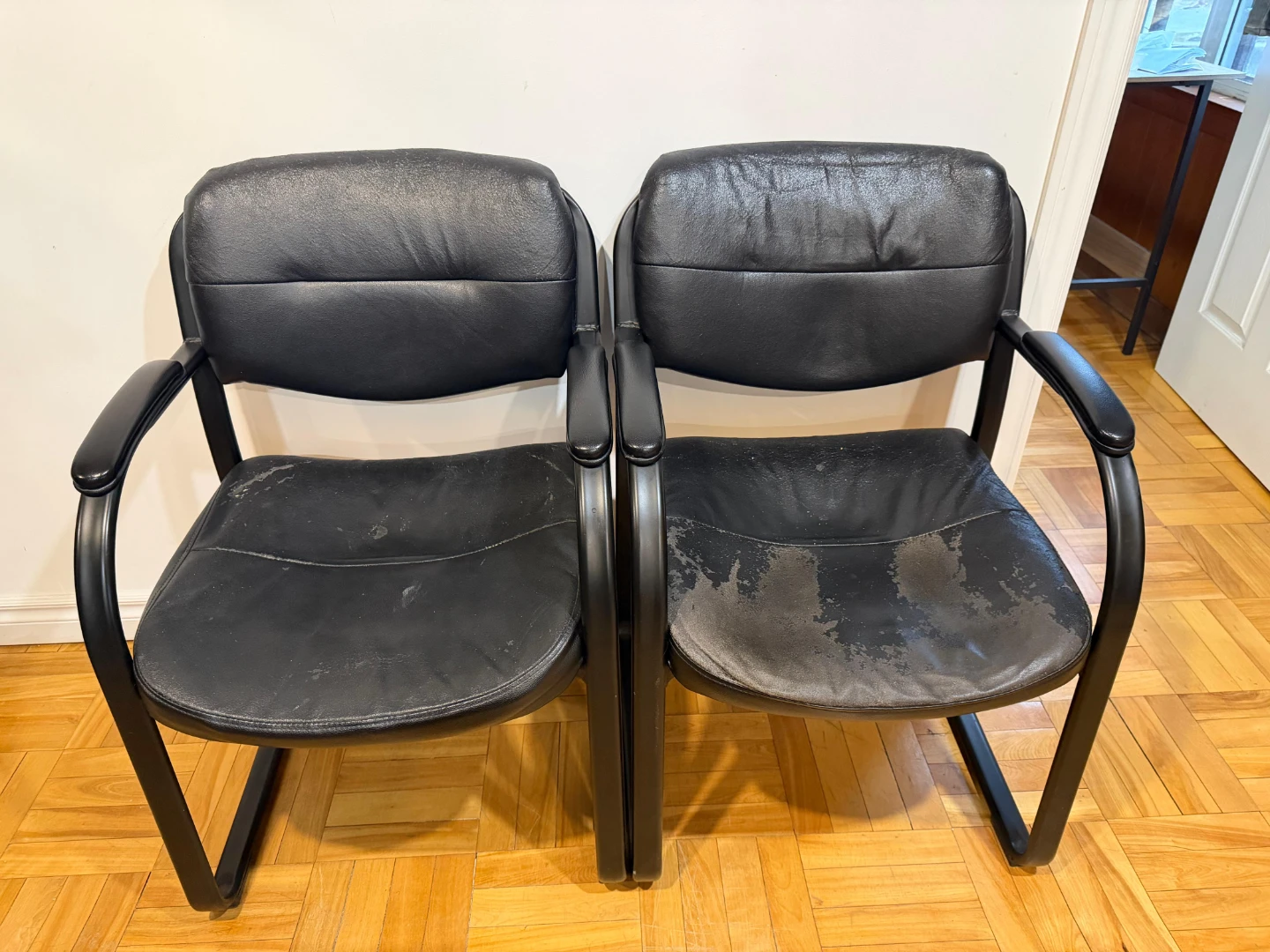 Black Faux Leather Office Chairs (Set of 2)