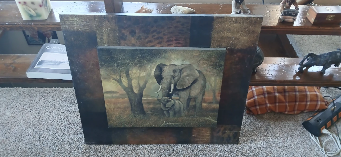 Elephant Mother and Calf Wall Art