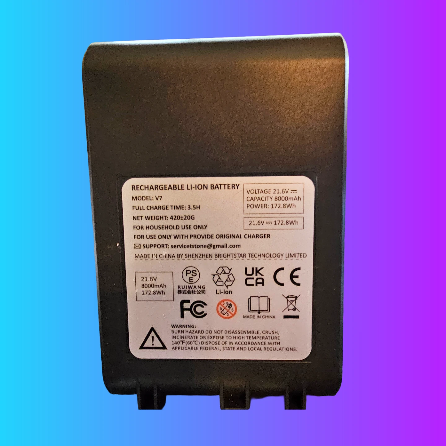 Rechargeable Lithium Ion Battery for V7/SV11 Vacuum - photo 3