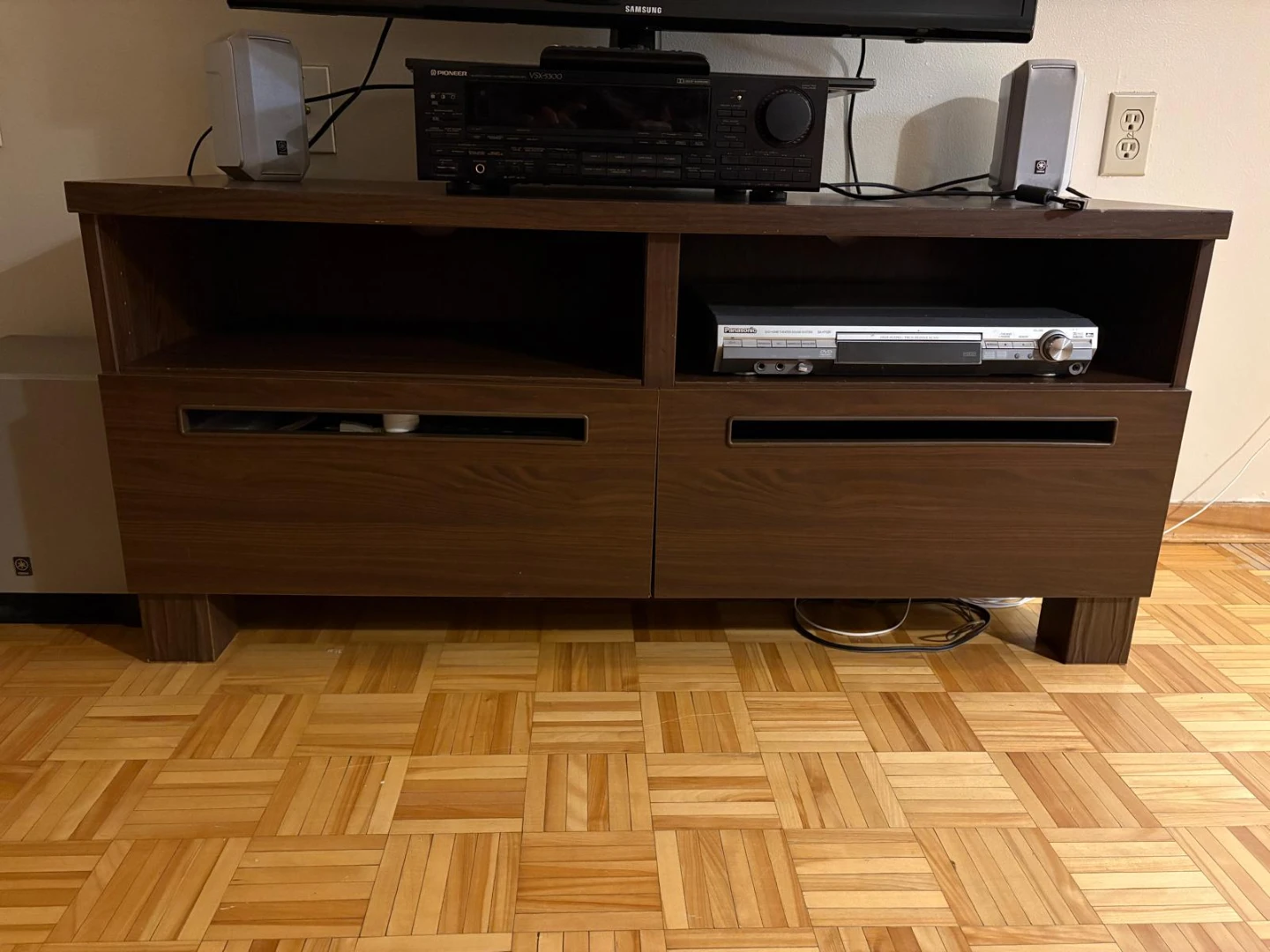 Dark Wood Entertainment Stand with Storage