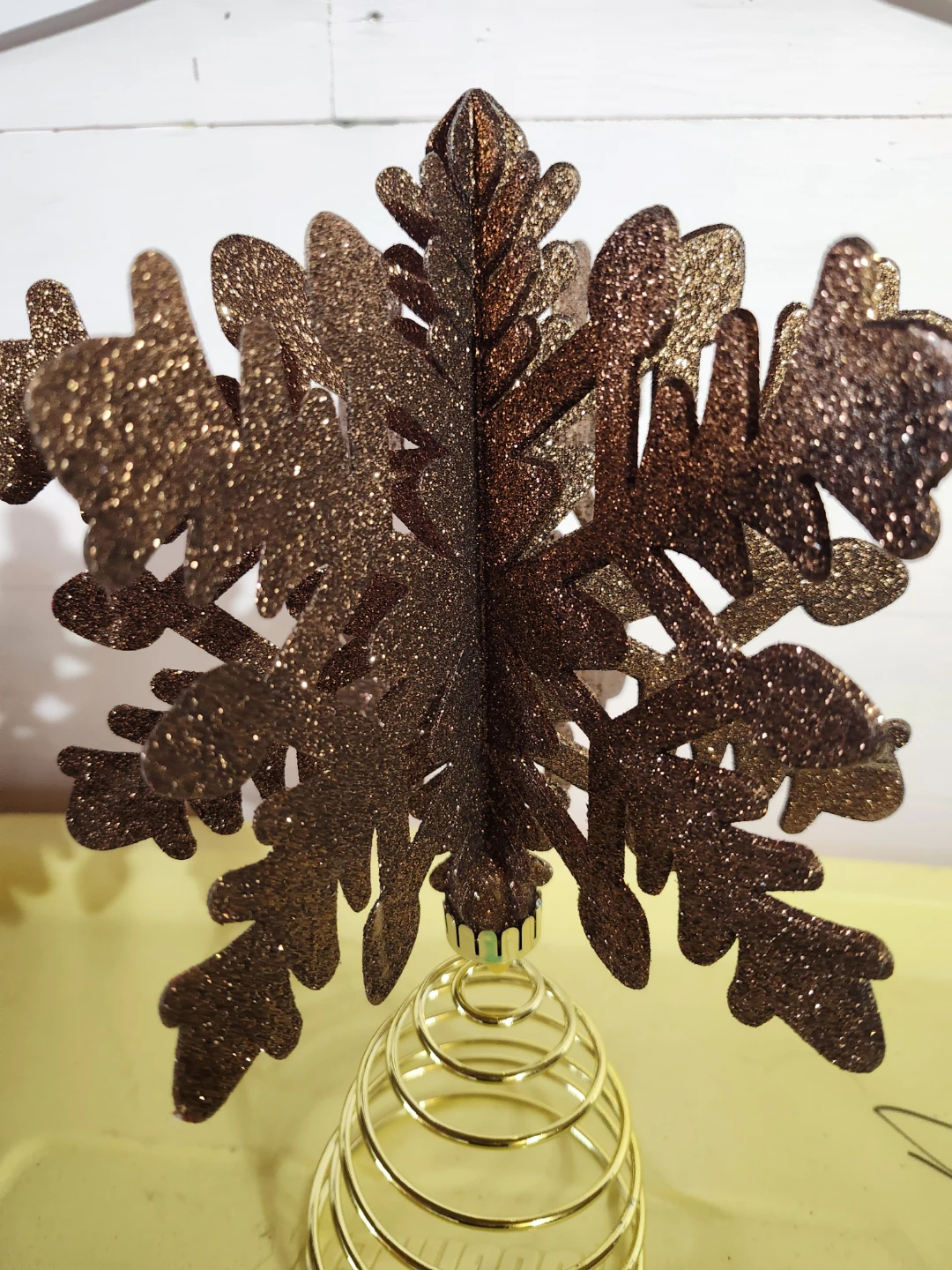 Bronze Glitter Snowflake Christmas Tree Topper