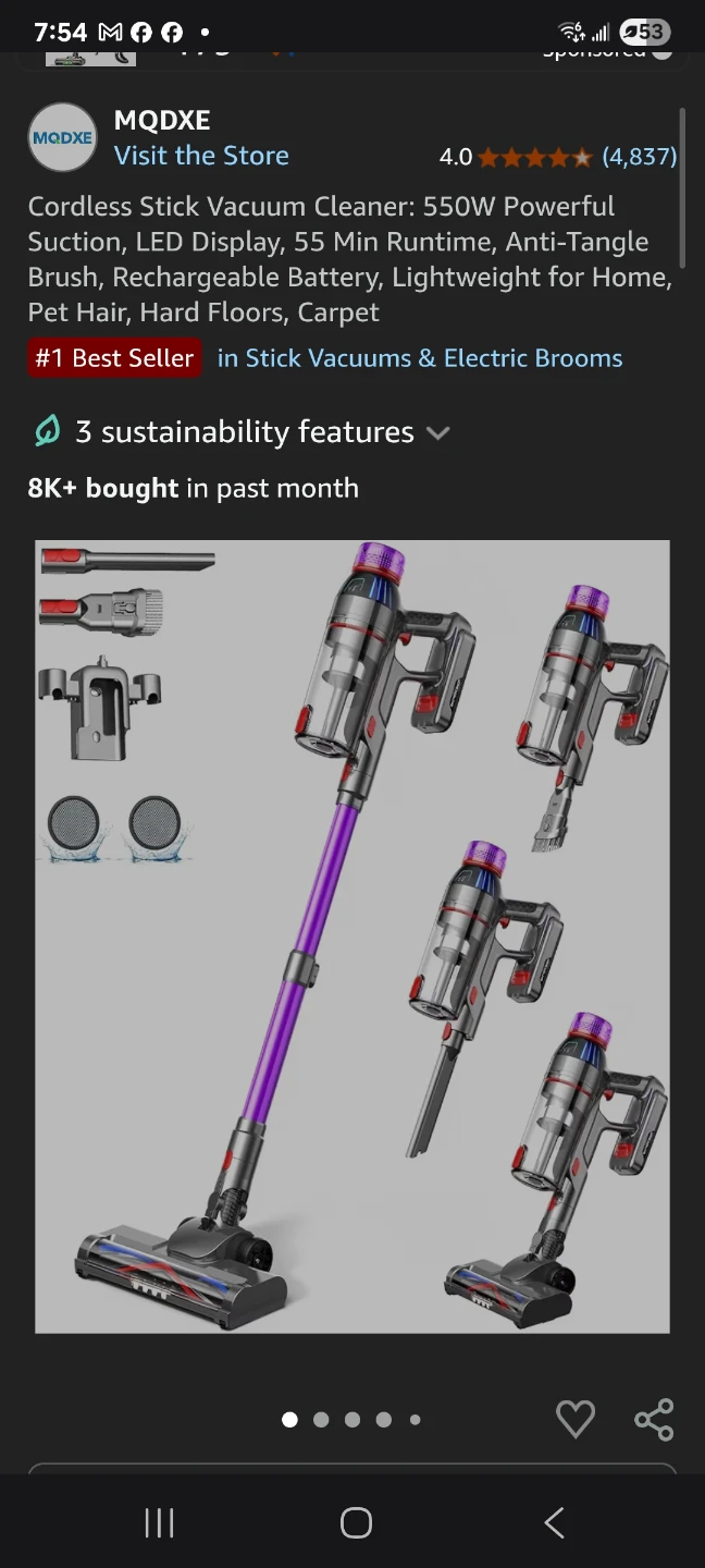 MQDXE Cordless Stick Vacuum Cleaner