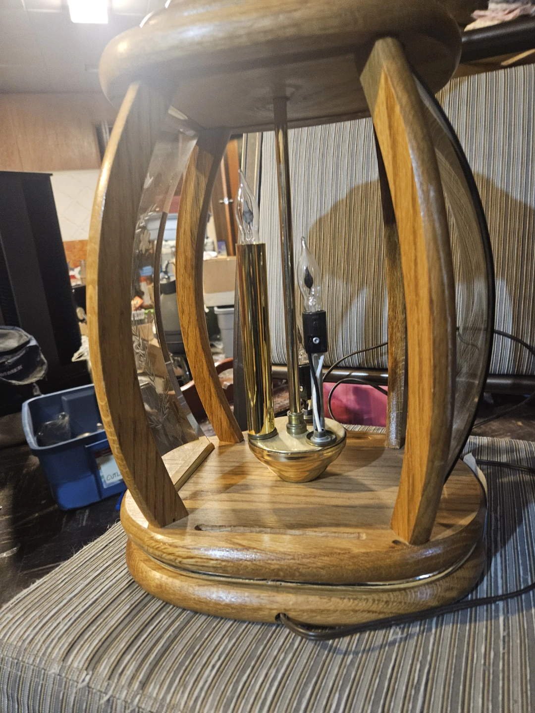 Vintage Wooden Lantern Style Table Lamp - photo 5