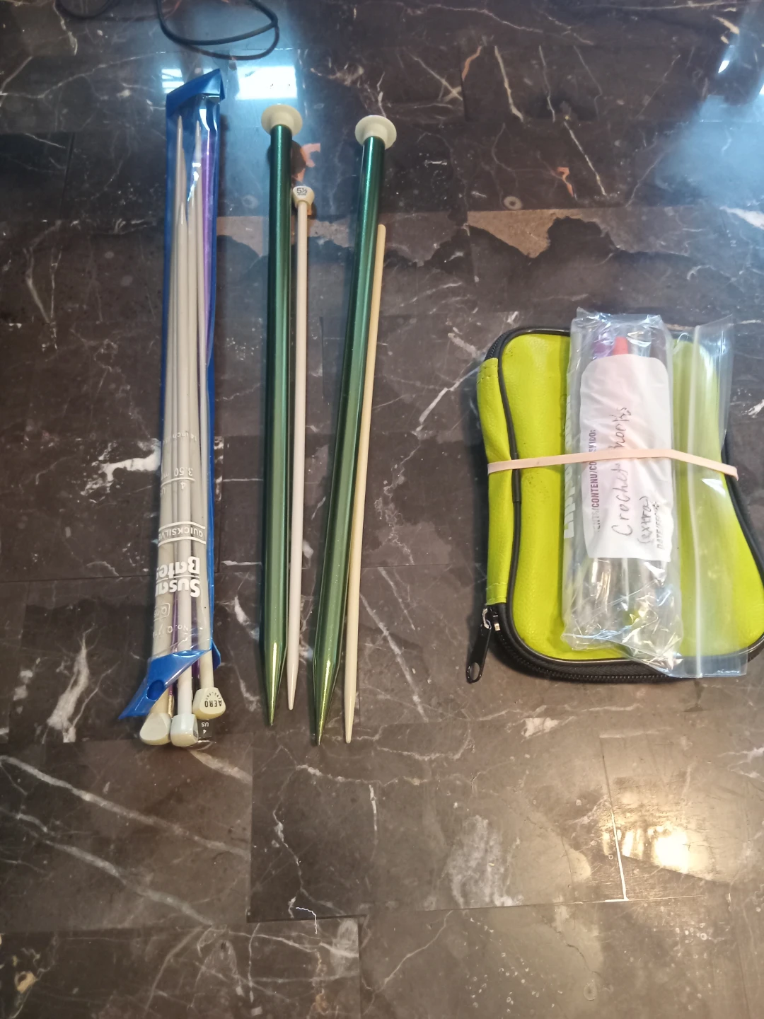 Assorted Yarn, Knitting Needles, and Crochet Hooks Bundle