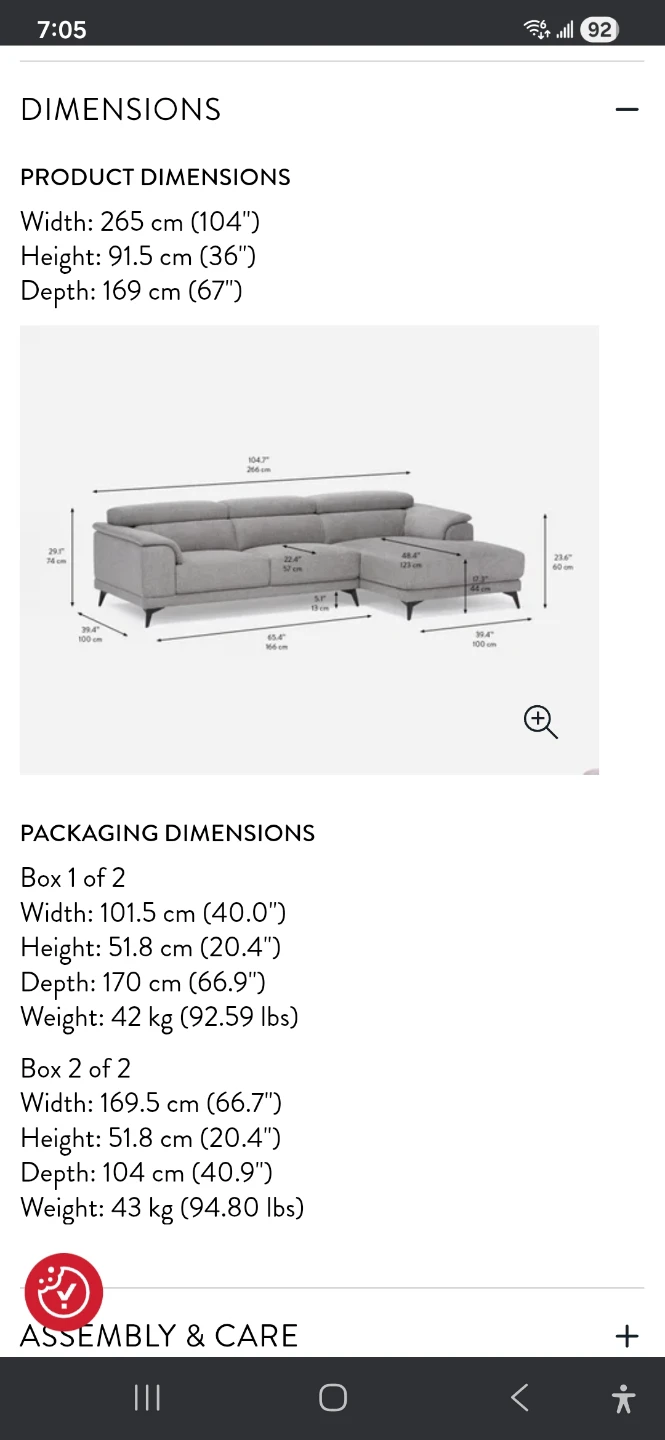 Structube Ventura Modern Right-Facing Sectional Sofa - Grey - photo 2