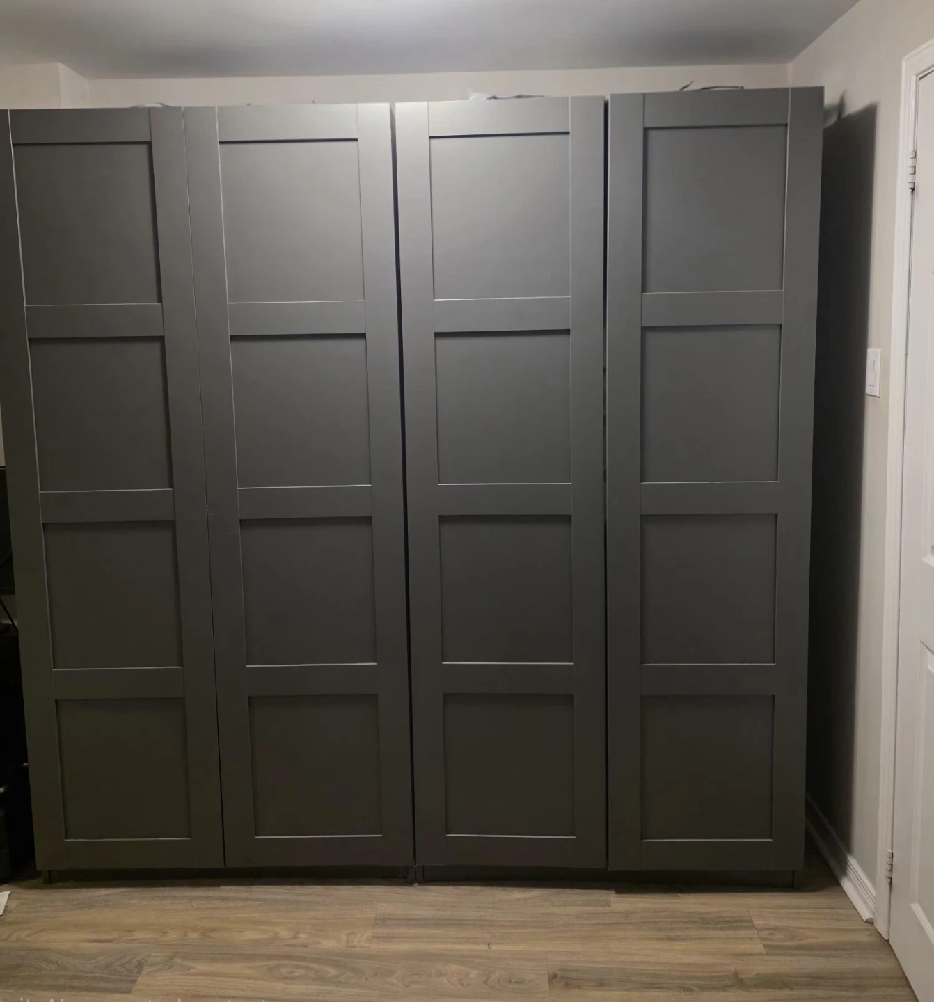 Grey Wardrobe with Hanging Rod and Shelves