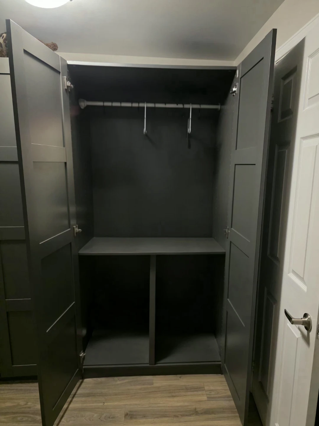 Grey Wardrobe with Hanging Rod and Shelves - photo 2