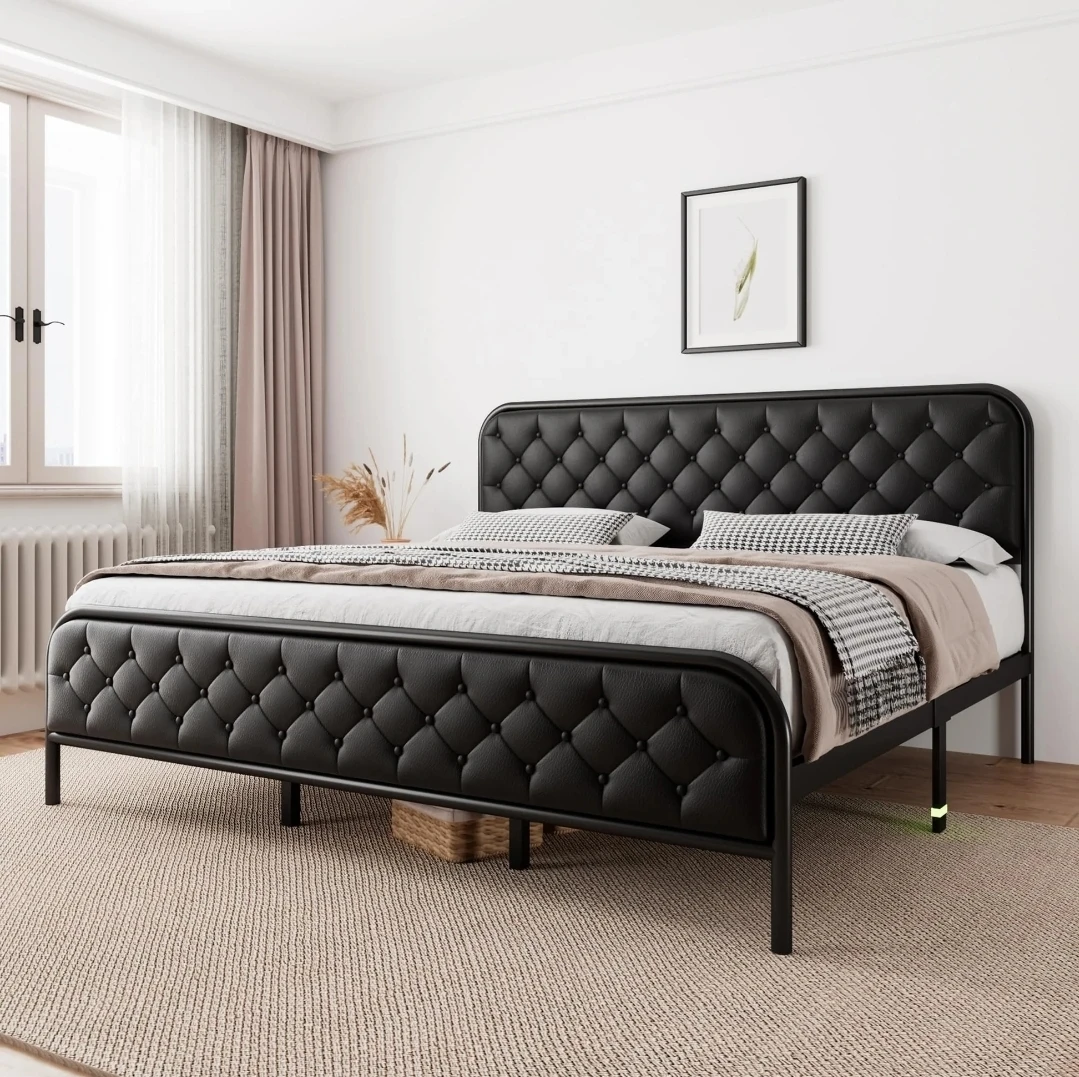 King Size Tufted Upholstered "Leather" Bed Frame - photo 2