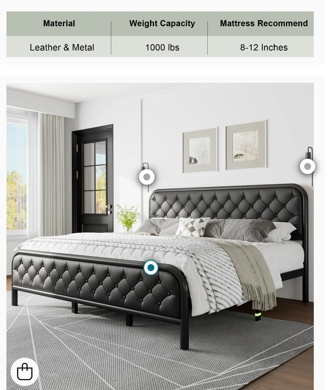 King Size Tufted Upholstered "Leather" Bed Frame - photo 3