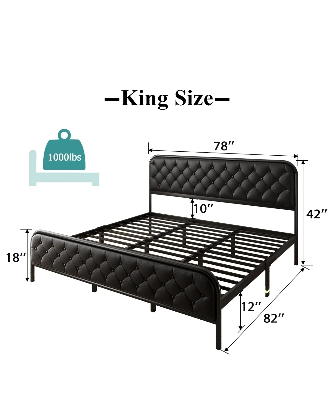 King Size Tufted Upholstered "Leather" Bed Frame - photo 4
