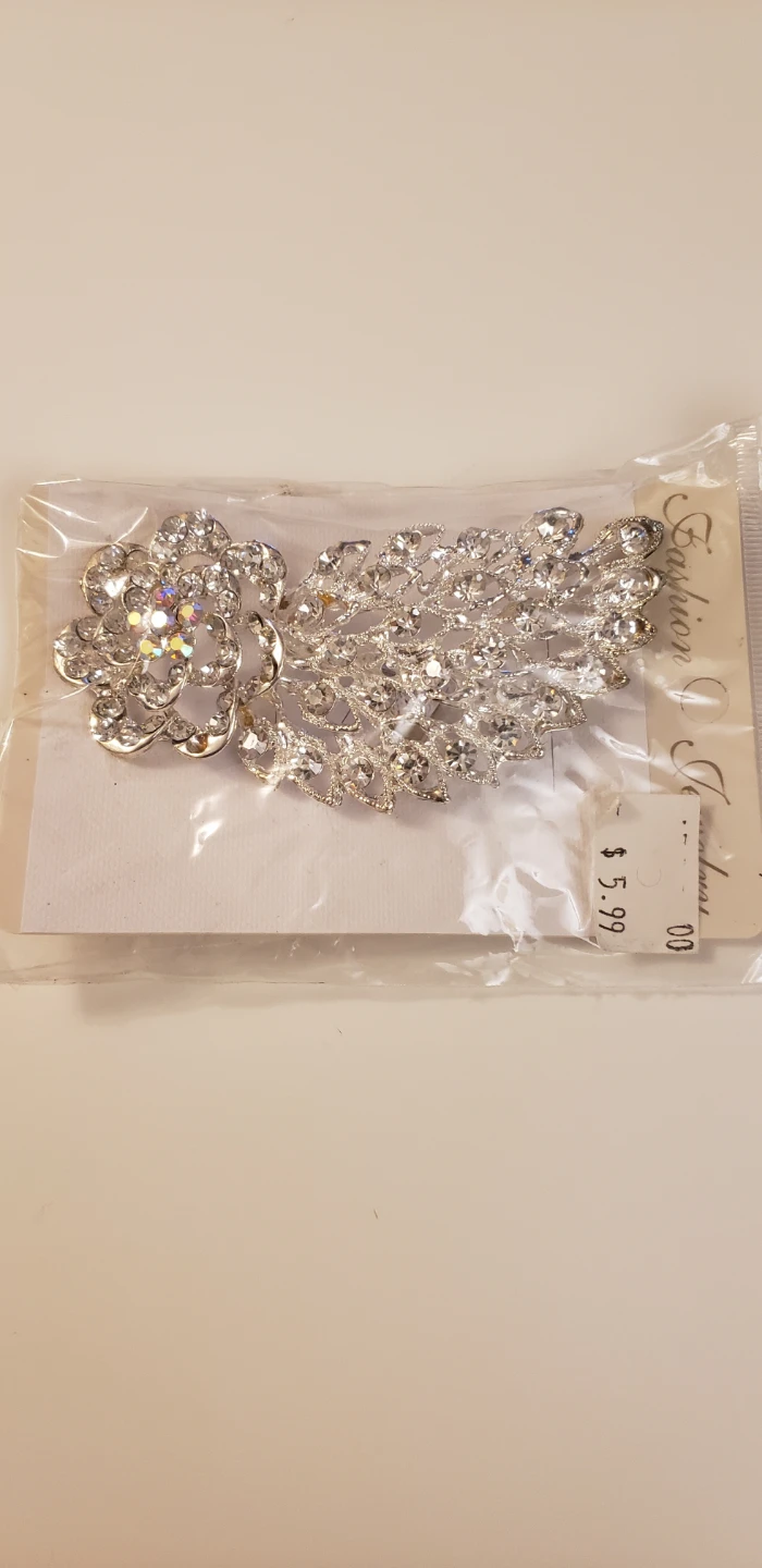 Flower & Leaf Rhinestone Brooch/Clip - photo 3