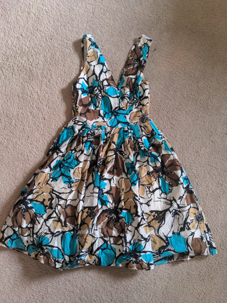 Aruseh Floral Print V-Neck Fit & Flare Dress - Size M