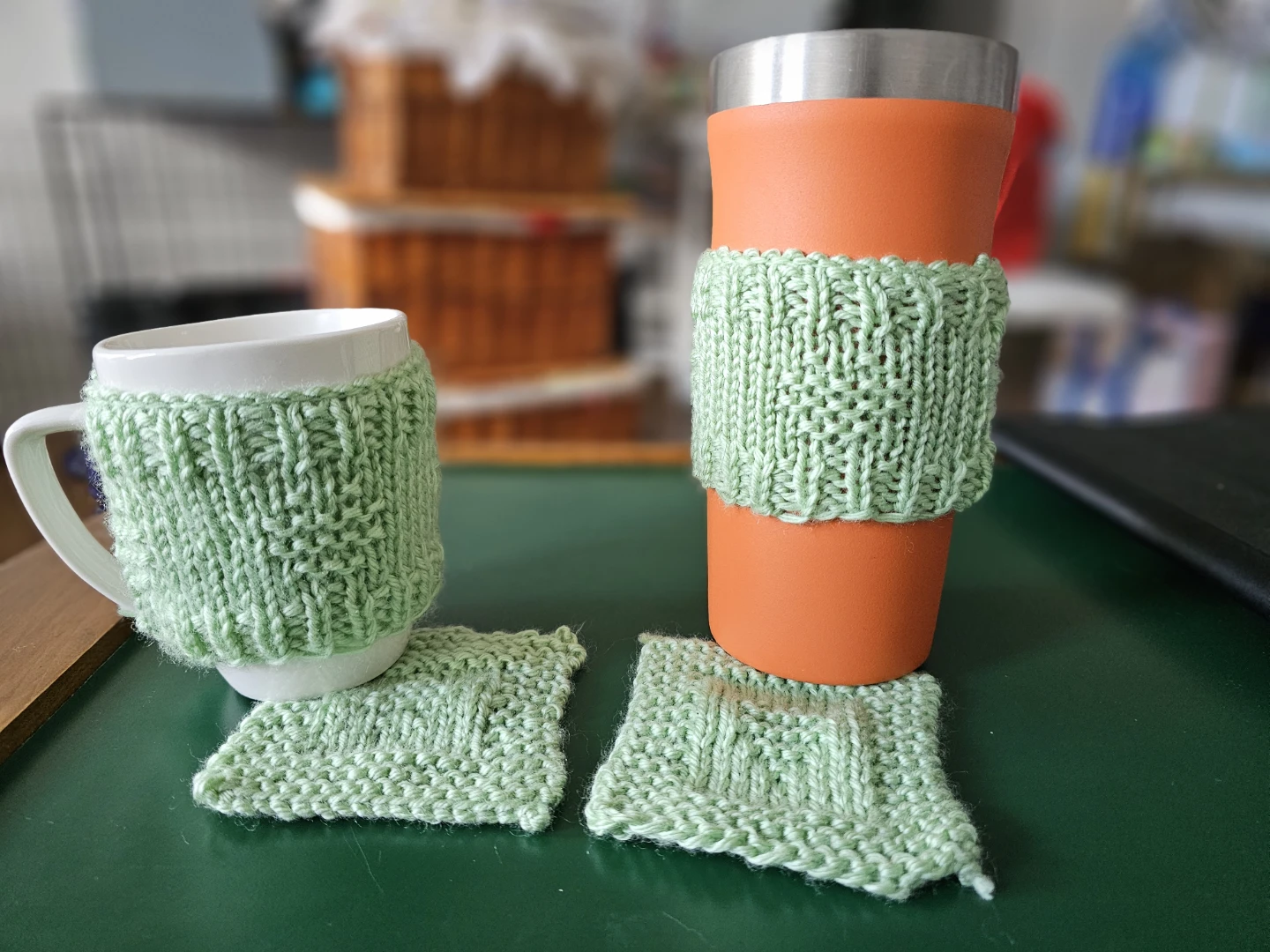 Hand-Knitted Mug Cozies and Coasters - Set of 2 - photo 4