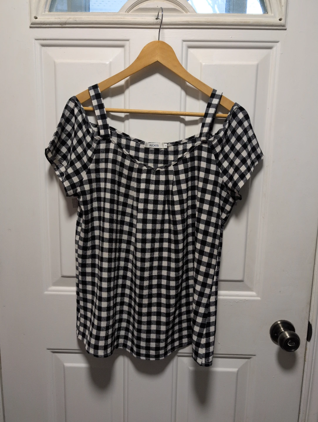 Ricki's Black and White Gingham Top - Size 10