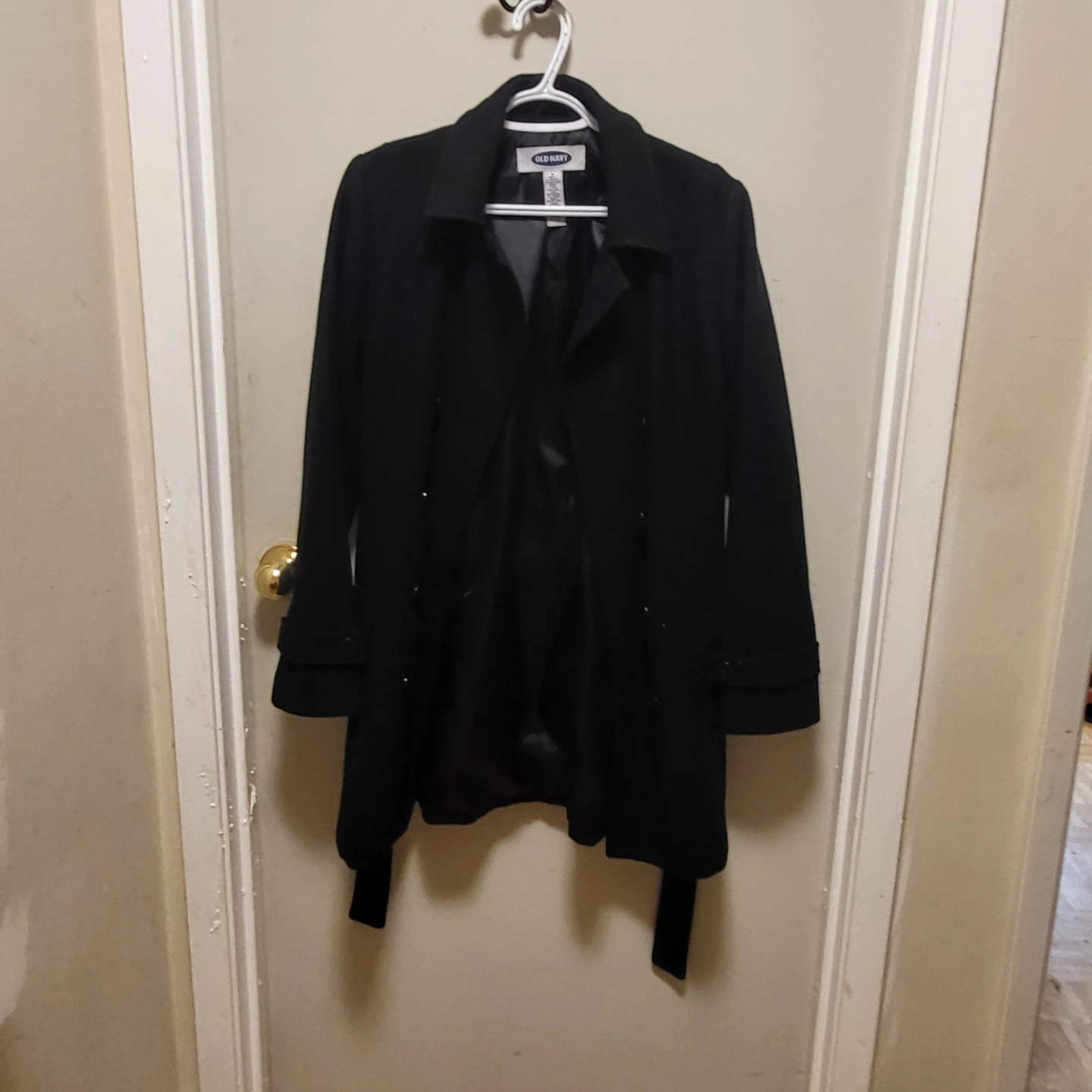Old Navy Black Wool Blend Black Trench Coat Like New Size S