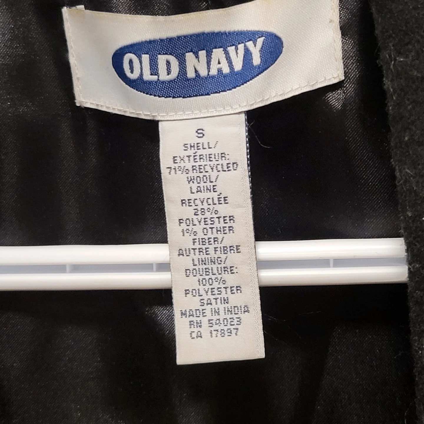 Old Navy Black Wool Blend Black Trench Coat Like New Size S - photo 3