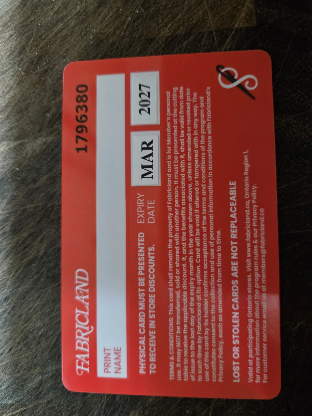 Fabricland Sewciety Membership Card - Expires March 2027 - photo 2