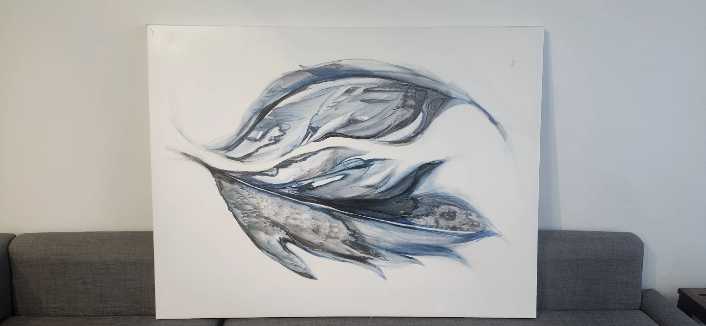 Abstract Leaf Painting on Canvas