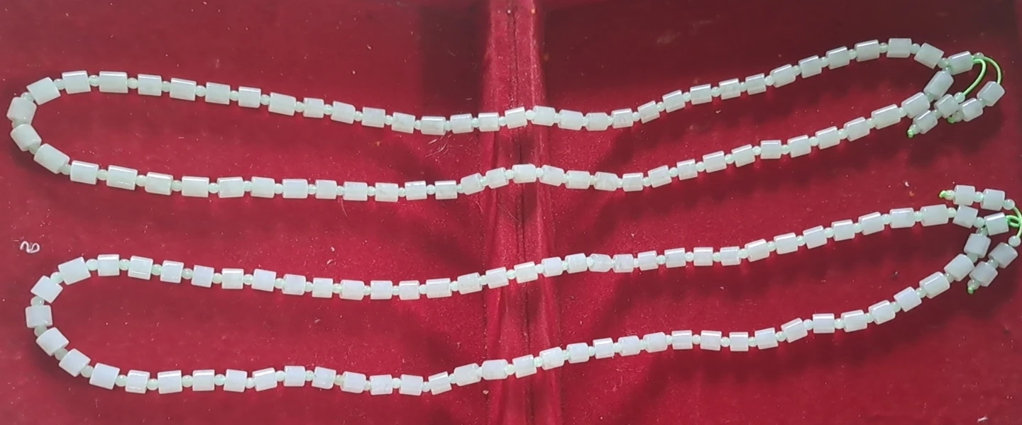 Two Light Green Jade Beaded Necklaces
