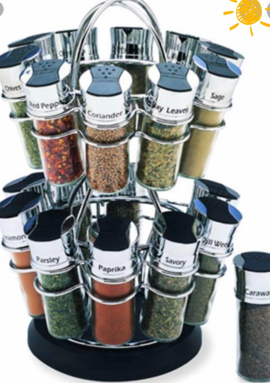 Rotating Spice Rack with 17 Jars