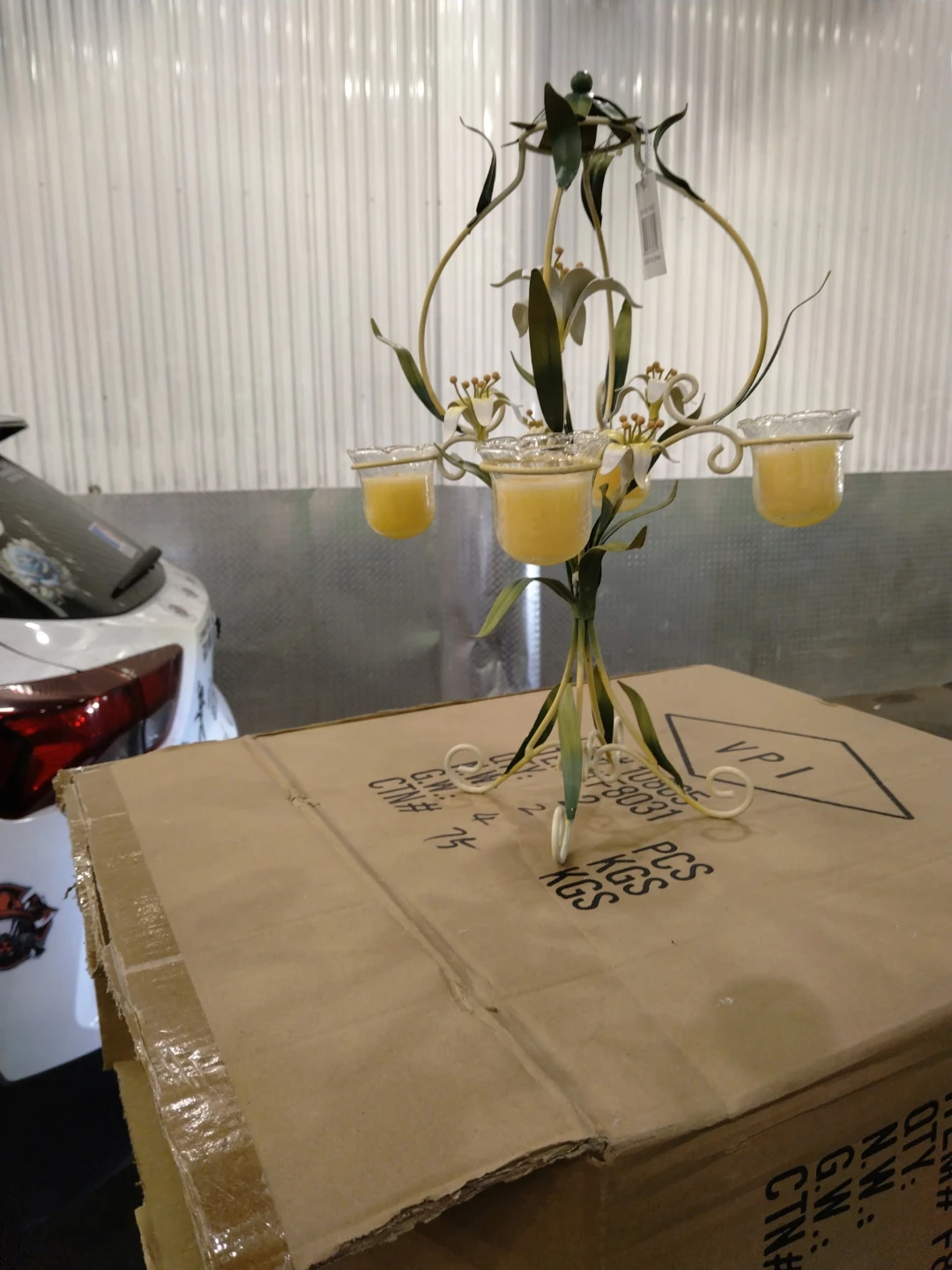 VPI Metal Candelabra with Glass Votives
