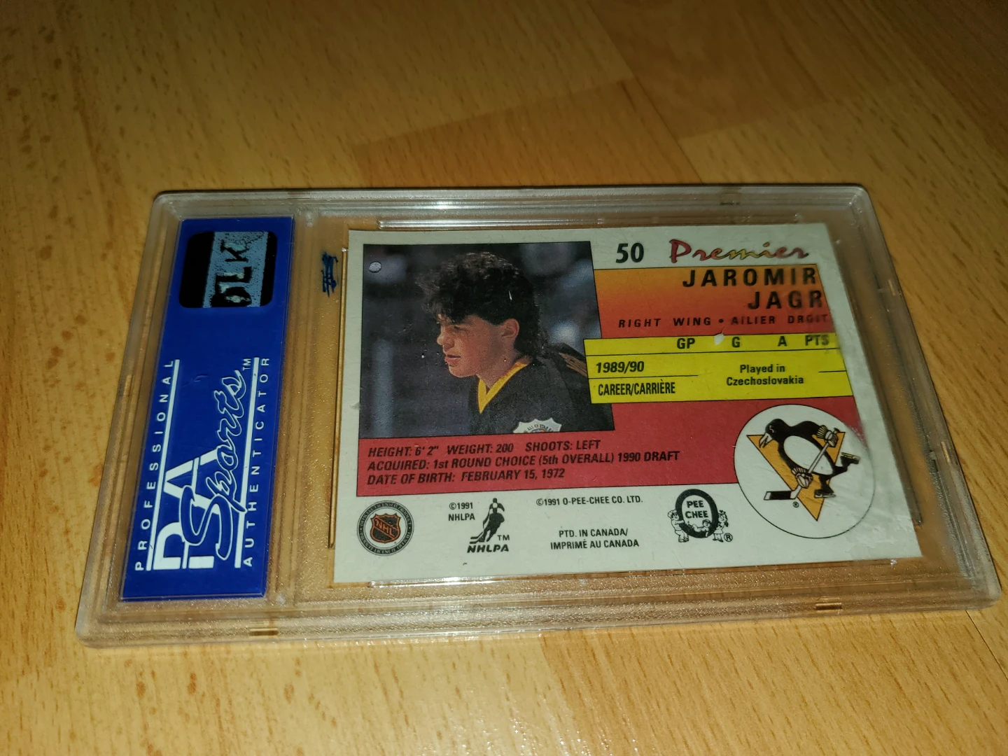 PSA 9 Mint - 1990 O-Pee-Chee Premier Jaromir Jagr Rookie Card - photo 3