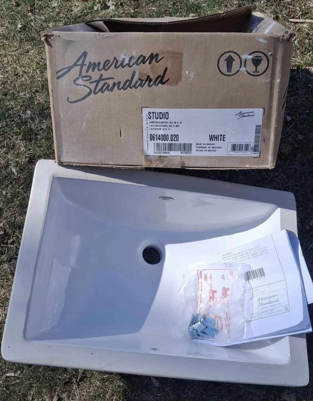 American Standard Studio White Undercounter Sink NEW
