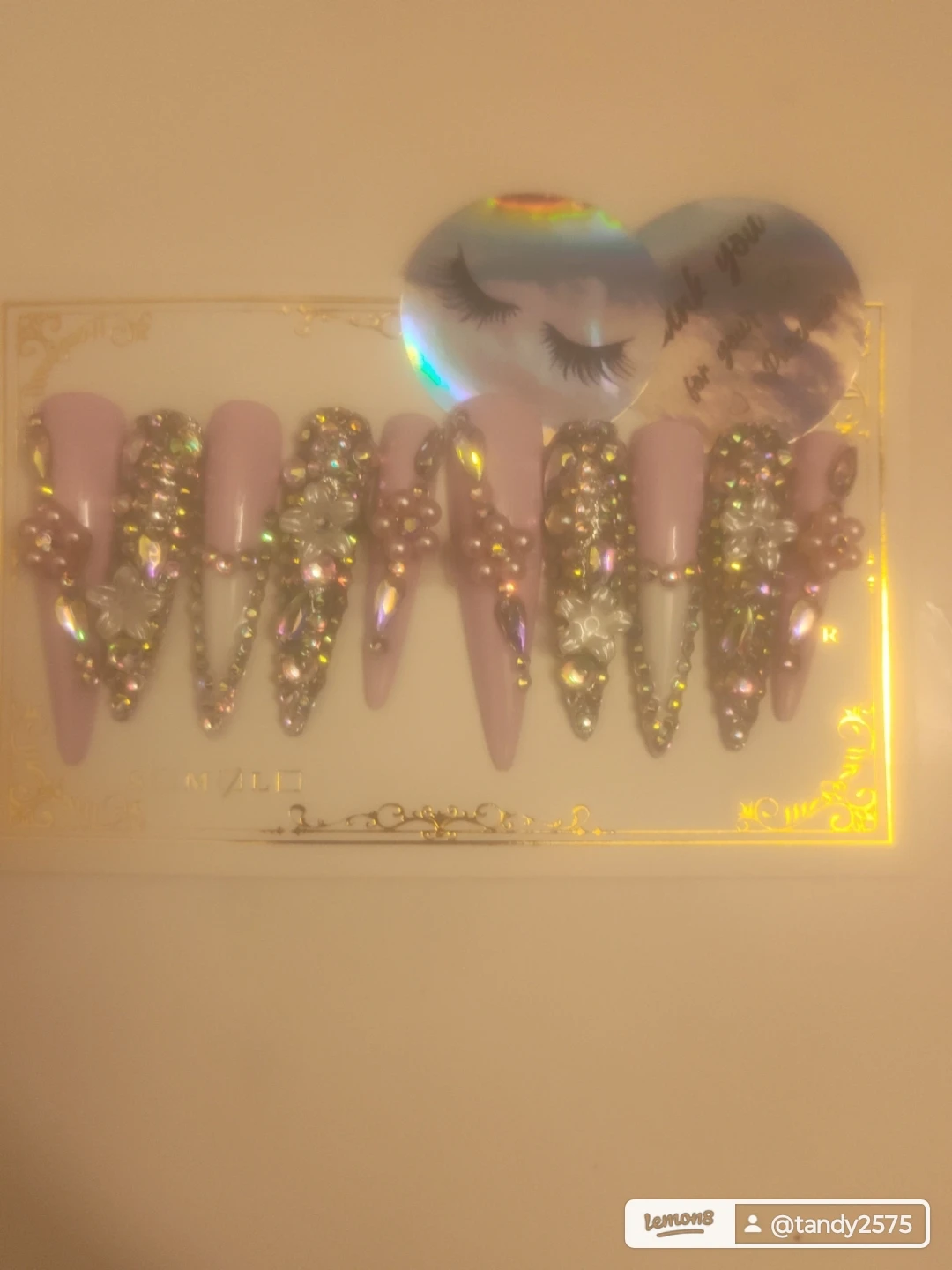 Press-On Nails - Rhinestone & Pearl Embellished Stiletto