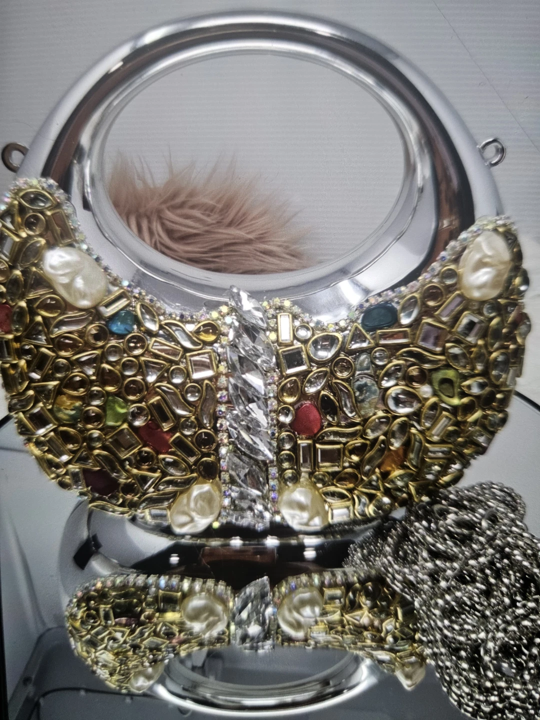 Embellished Silver Mini Evening Clutch Purse - photo 3