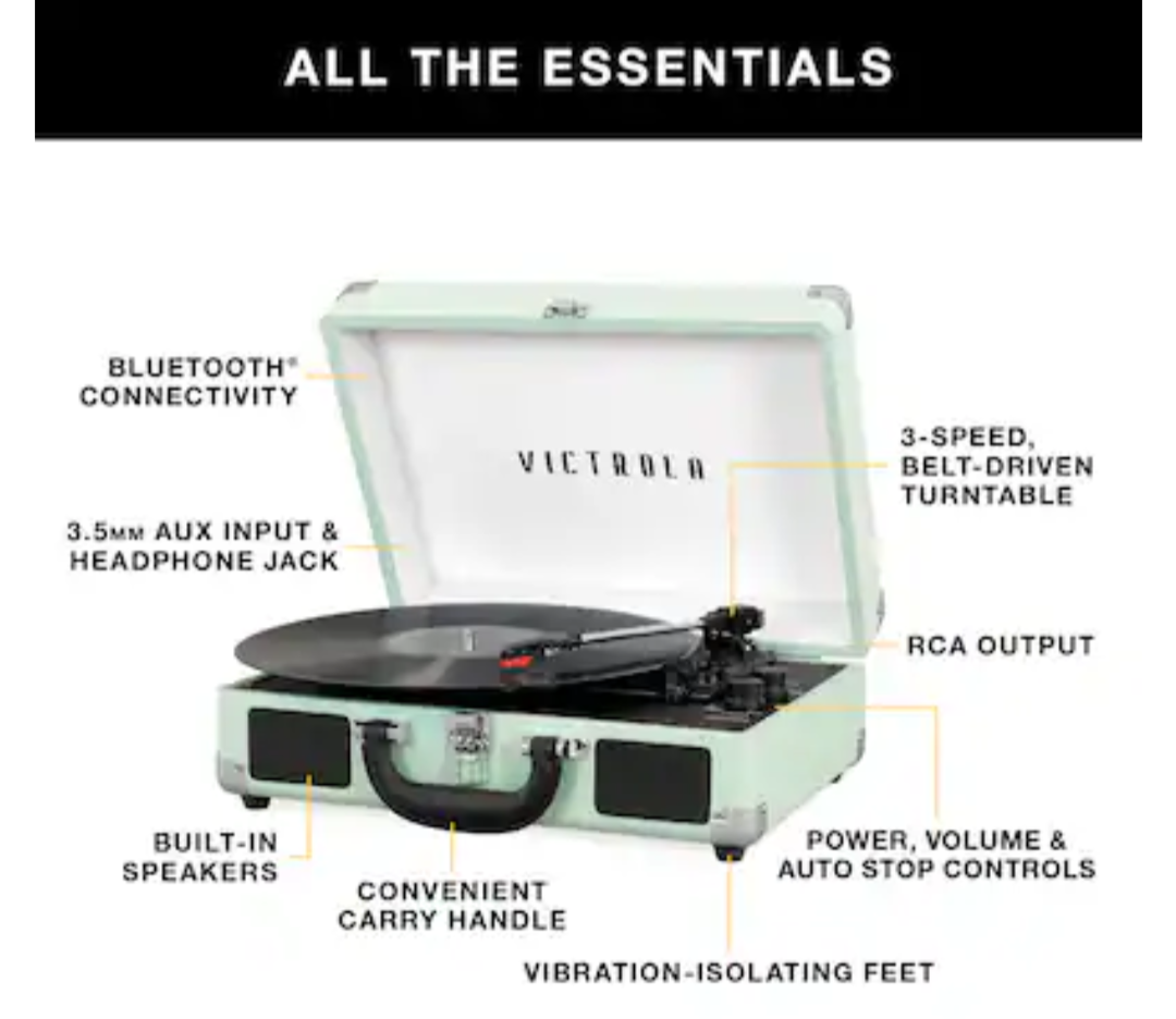 VICTROLA 3speed Bluetooth Turntable with Built in Speakers - photo 4