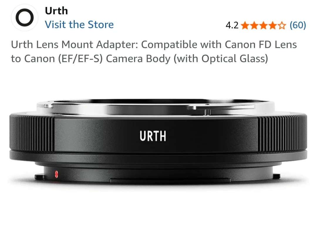 Urth Lens Mount Adapter: Compatible with Canon FD Lens to Ca...