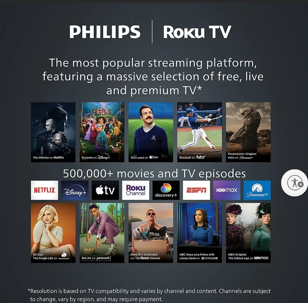 Philips 60" QLED Roku TV 4K UHD Dolby Vision Atmos - photo 5