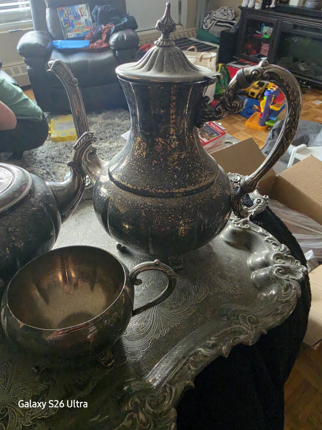 Vintage Silver Plated Tea Set and Goblets - photo 2