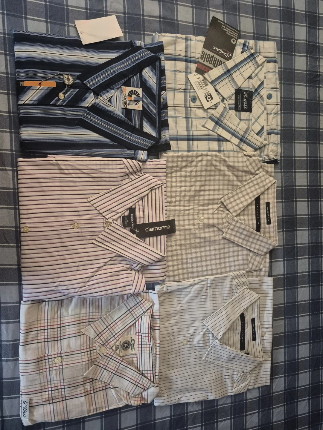 Six Men's Dress Shirts - Claiborne, Southpole, Van Heusen