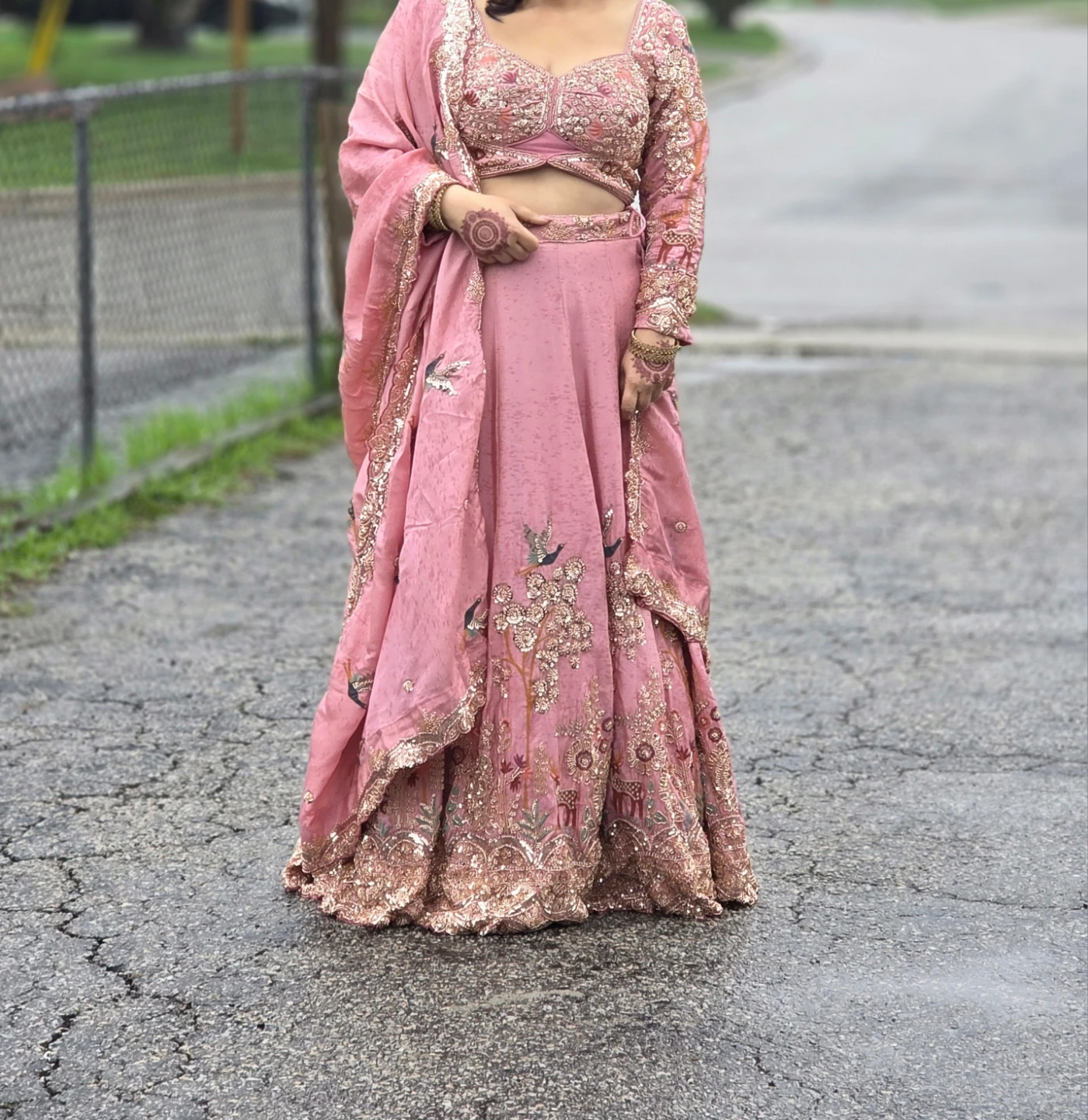 Pink Embroidered Lehenga Choli with Dupatta