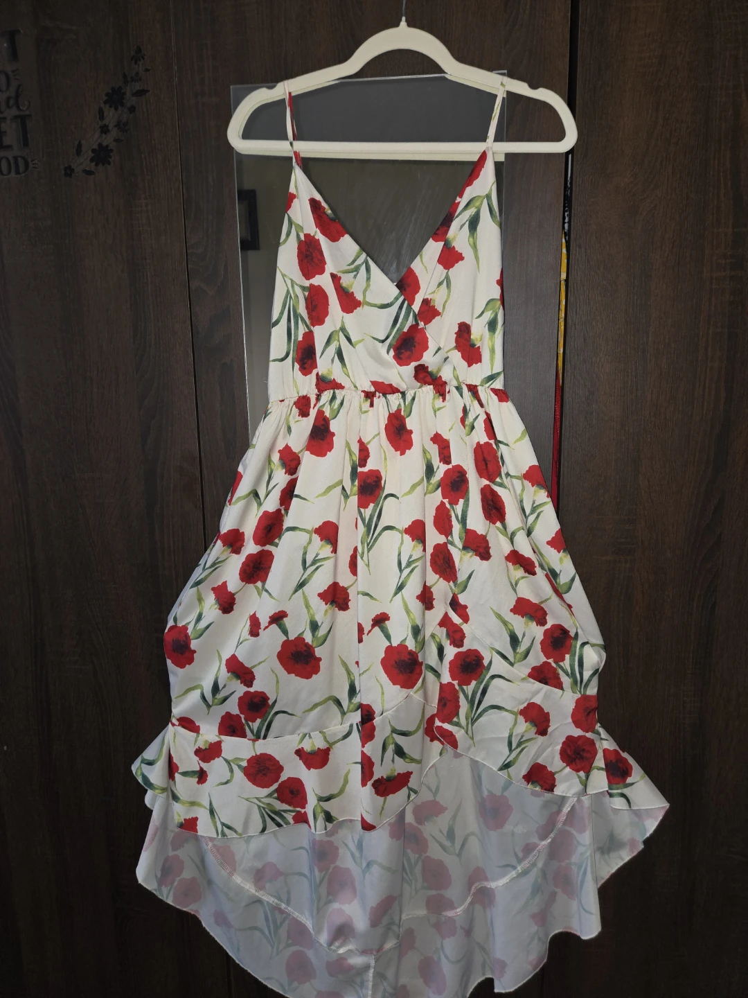 Women's Red Poppy Print Dress