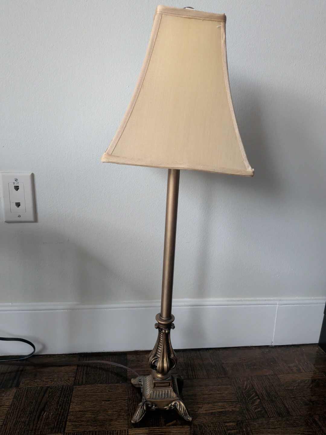 Vintage Table Lamp with Beige Shade