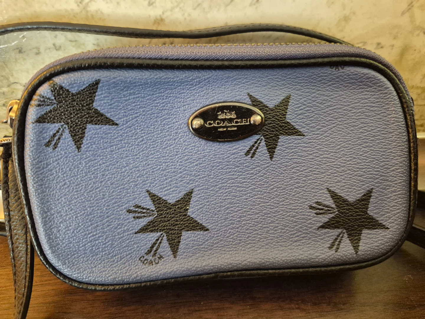 Coach Y2K Periwinkle Blue Star Print Double Zip Crossbody Bag - photo 2