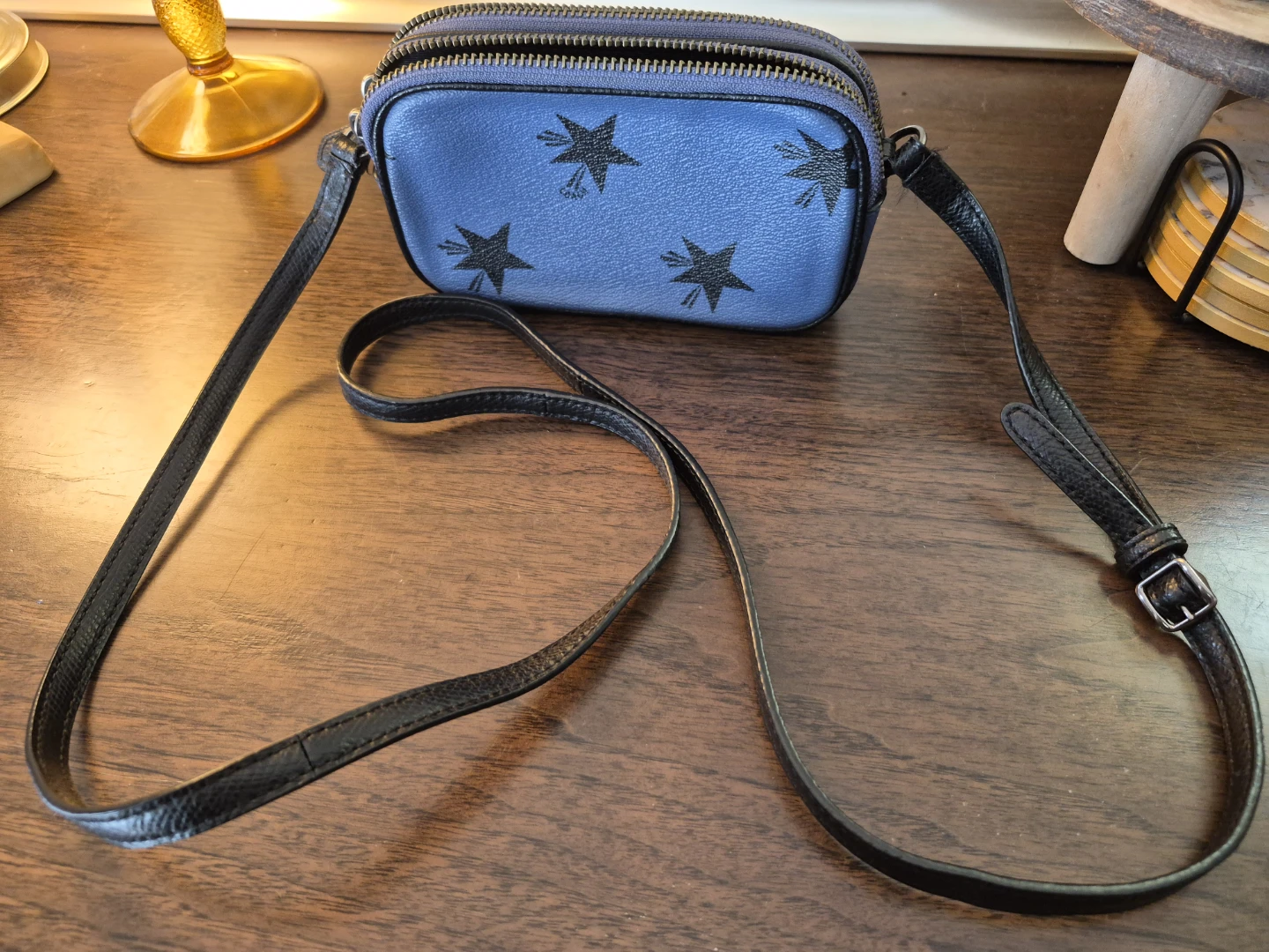 Coach Y2K Periwinkle Blue Star Print Double Zip Crossbody Bag - photo 5
