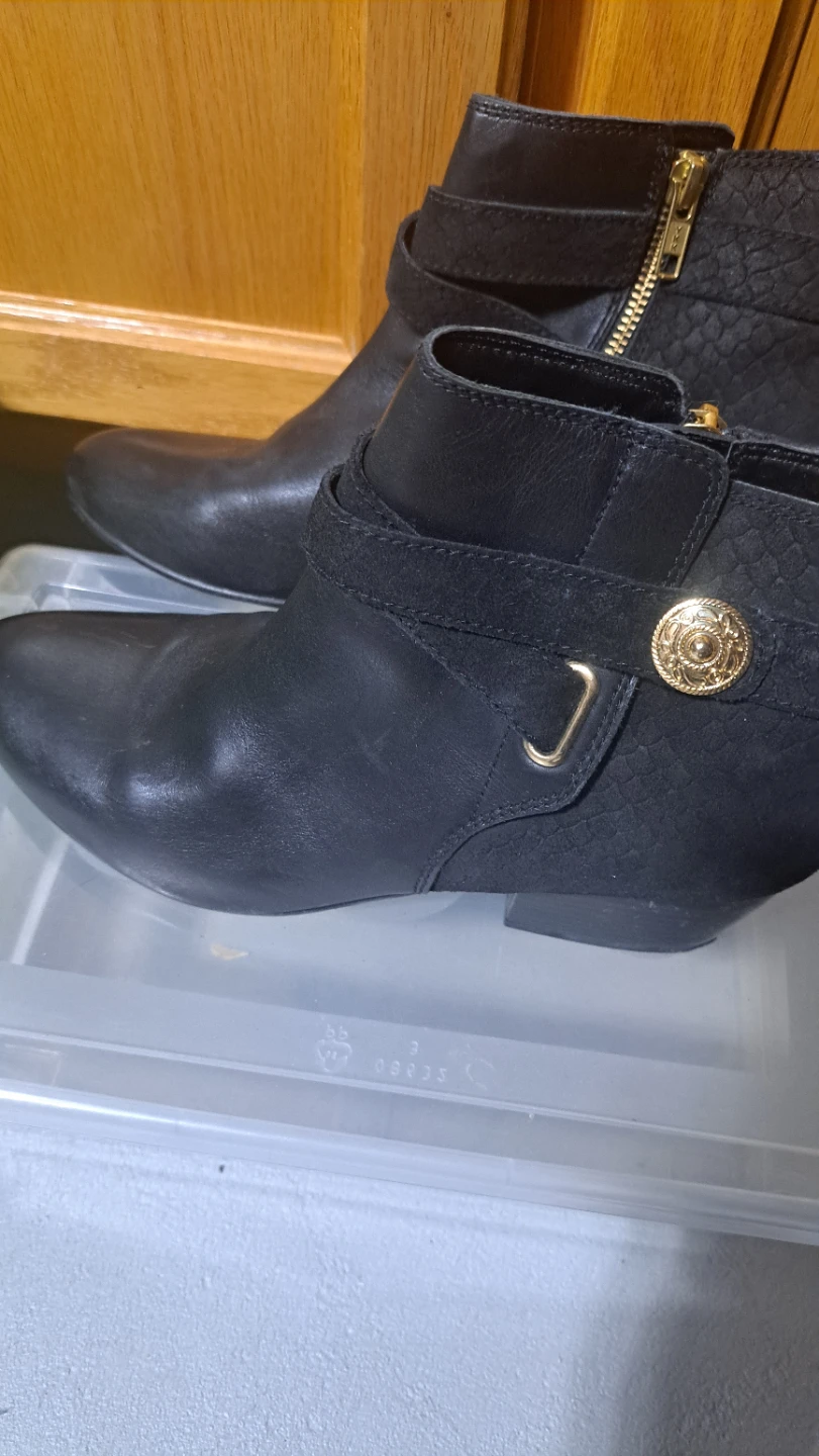 Black Ankle Boots with Gold Detail - photo 2