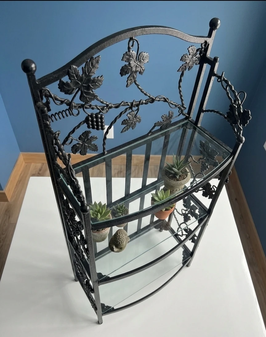 Cast iron Bakers Rack with transperent shelves - photo 2