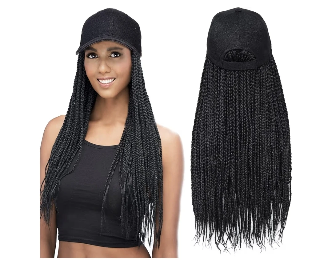 🥕Braided Baseball Cap Wig - Black
