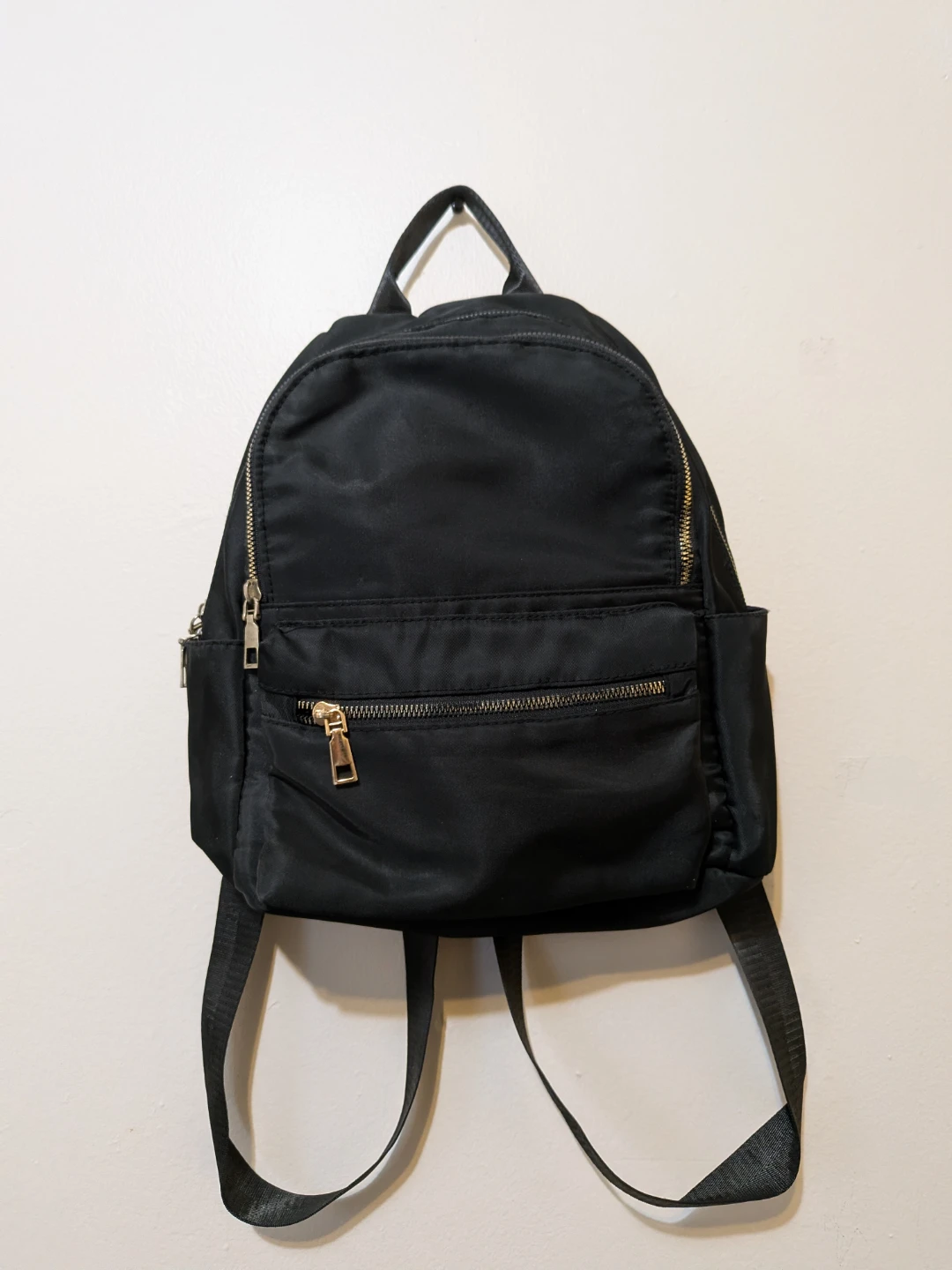 Black Nylon Mini Backpack